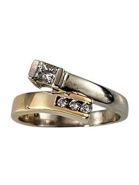 14K Yellow and White Gold Diamond Bypass Ring Size 5.75 #25138
